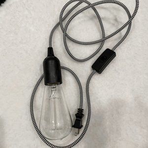 NIB Fabric Cord Pendant Light - Plug In - B&W
